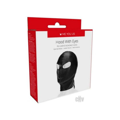Me You Us Black PU Leather Hood with Eye Opening - Kinky Play BDSM Mask for Intimate Adventures