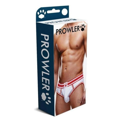 Prowler Backless Open Brief SM - White/Red Two-Tone Waistband - Men's Erotic Underwear - Size SM