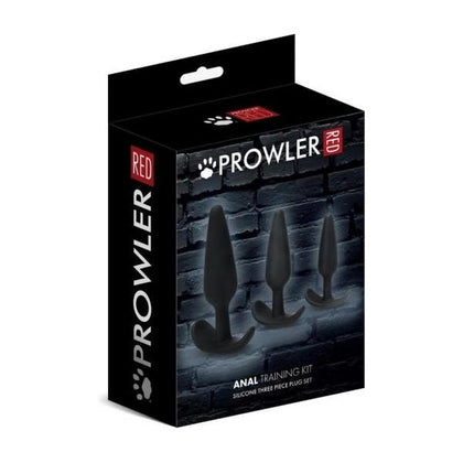 Unveil a world of luxurious intimacy with Prowler RED Silicone Anal Training Kit - Model PT876 - Unisex Set of 3 Plugs for Anal Pleasure in Elegant Black
