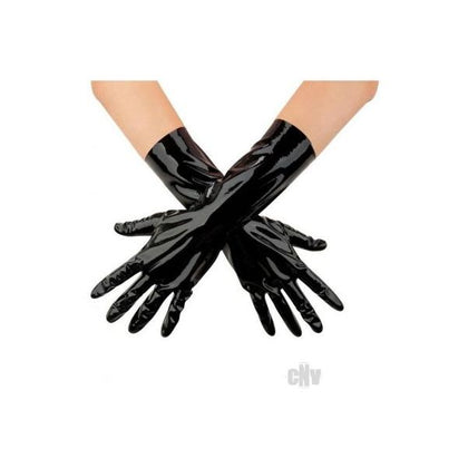 Prowler Black Latex Fetish Gloves - Model RG231, Unisex, Wrist-Length, Red