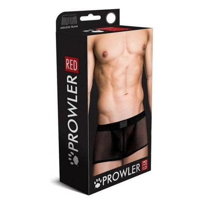 Prowler Red Fishnet Ass-Less Trunk Black Large - Sensual Lingerie for Men - Model PRT-001 - Provocative Pleasure in the Bedroom - Size Large - Adult Naughty Store