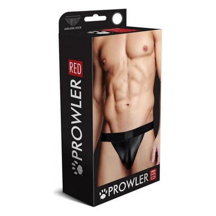 Prowler Red Wetlook Ass-Less Jock Black Medium - Sensual and Provocative Men's Lingerie for Intimate Pleasure (Model: PRWJ-BLK-M) - Adult Naughty Store