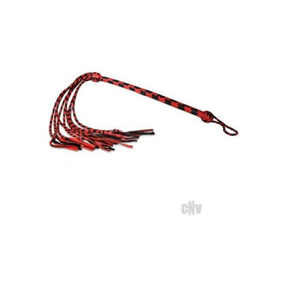 Introducing the Deluxe Prowler Red Long Handle Flogger - Model X2 - Unisex - Sensory Play - Red/Black