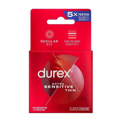 Durex Extra Sensitive 3's Latex Condoms - Ultra-Thin, Easy Fit, Pleasure Enhancing, Pack of 3