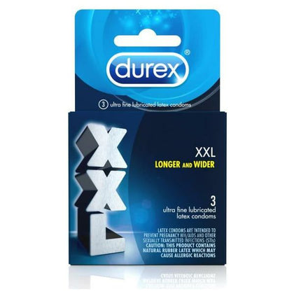 Durex XXL Lubricated 3 Pack Latex Condoms - Extra Large Pleasure for Ultimate Comfort and Intimacy