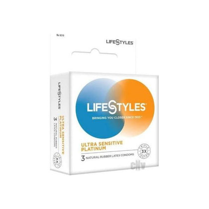 Lifestyles Ultra Sensitive Platinum 3pk Latex Condoms - Thinnest Ever! Ultimate Protection for Contraception and STI Prevention - Triple Tested, Lubricated, Paraben-Free - For Sensational Pleasure and Peace of Mind