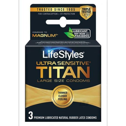 Lifestyles Ultra Sensitive Titan 3's: Premium Ultra Thin Latex Condoms for Extra Comfort and Pleasure