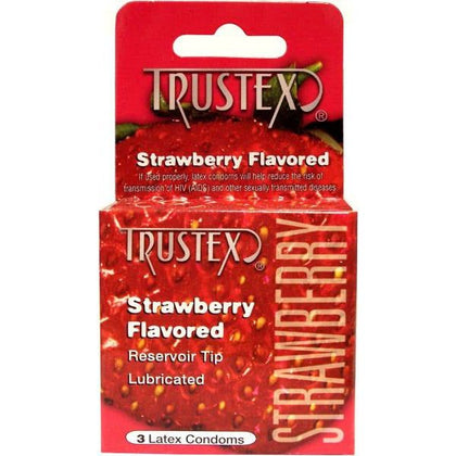 Trustex Strawberry Flavored Lubricated Condoms - Enhanced Sensation for Pleasurable and Safe Intimacy - Pack of 3