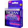 Trojan Double Ecstasy 3 Pack Latex Condoms - Dual Pleasure for Him and Her, Unleash Intense Sensations, Model: Double Ecstasy, Gender: Unisex, Pleasure Zone: Full Coverage, Color: Natural - Adult Naughty Store