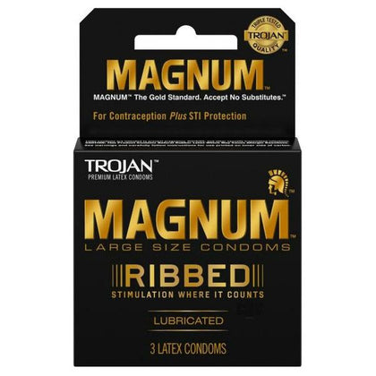 Trojan Magnum Ribbed Latex Condoms 3 Pack - Enhanced Pleasure for Him and Her