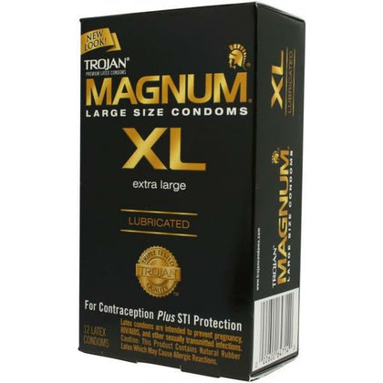 Trojan Magnum XL Lubricated Condoms - Extra Large Size, Maximum Pleasure, Model M12 - For Men, Ultimate Comfort and Safety - Black