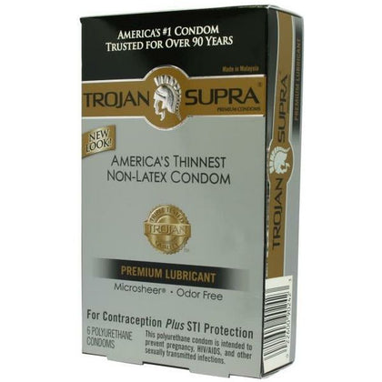 Trojan Supra Microsheer Non Latex Lubricated Condoms - Ultra Thin, Comfortable, and Latex-Free - 6 Pack