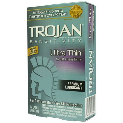 Trojan Sensitivity Ultra Thin Lubricated Condoms 12 Pack - Premium Quality Latex for a Natural Feel and Enhanced Safety - Model TROJAN-ST12 - For Men and Women - Designed for Intimate Pleasure - Transparent