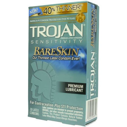 Trojan Sensitivity Bare Skin Latex Condoms - Thinnest Latex Condoms, 10 Pack, Lubricated, Premium Quality, Electronically Tested, Reliable, for Enhanced Comfort and Sensitivity, Suitable for  - Adult Naughty Store