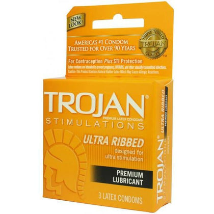Trojan Ultra Ribbed Lubricated Condoms 3 Pack: Premium Latex Pleasure Enhancers for Intimate Moments