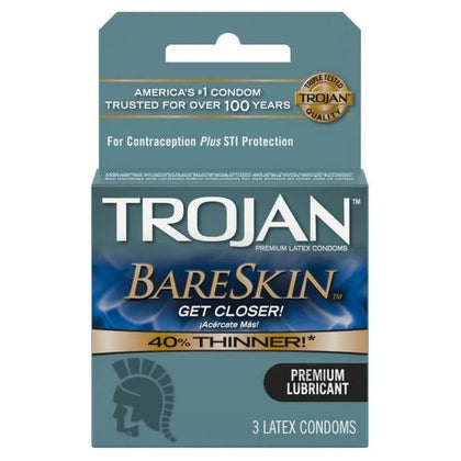Trojan Bareskin 3's Ultra-Thin Condoms for Intimate Pleasure - Model XYZ - Pack of 3 - Male - Enhanced Sensations - Natural