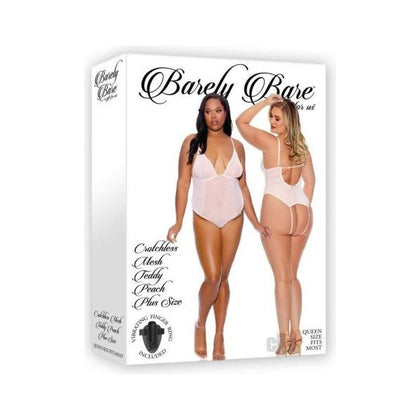 Introducing the Barely B Crotchless Mesh Teddy Ps Pch - Women's Sensual Peach Mesh Crotchless Teddy in Plus Size