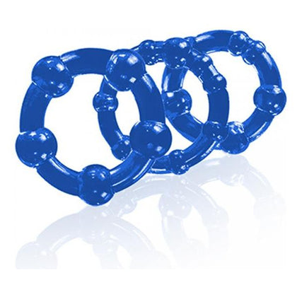 Blush Novelties Stay Hard Beaded Cock Rings Blue 3 Pack - Enhance Your Pleasure and Performance - Adult Naughty Store