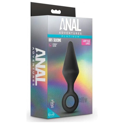 Anal Adventure Platinum Loop Plug Lg - Premium Silicone Anal Toy for Advanced Pleasure - Model No. LPL-2021 - Unisex - Intense Anal Stimulation - Luxurious Black