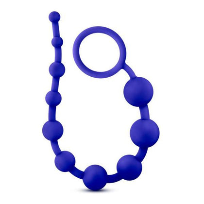 Luxe Silicone 10 Beads Indigo Blue - Premium Graduating Silicone Anal Beads for Beginners, Model LS-10AB-IB, Unisex Pleasure Toy