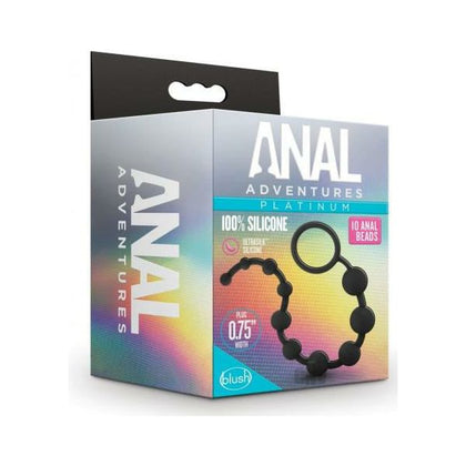 Anal Adventure Platinum 10 Anal Beads - Premium Silicone Anal Pleasure Toy for All Genders - Model: AA-PLT10 - Deeply Stimulating - Elegant Black