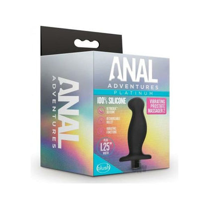 Anal Adventure Platinum Vibe P-mass 02 - Rechargeable Silicone Prostate Stimulator for Intense Male Pleasure - Midnight Black