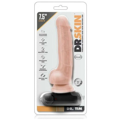 Dr. Skin Dr. Tim Vibe Cock W-Suction - 7.5 Inch Realistic Vibrating Dildo for Enhanced Pleasure - Male and Female - Suction Cup Base - Vanilla - Adult Naughty Store