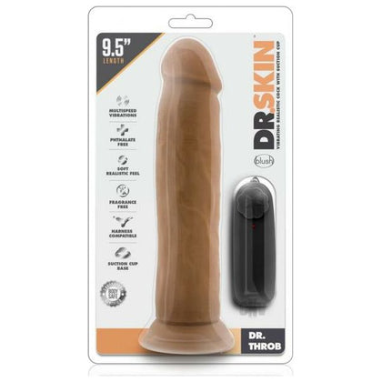 Dr. Skin Dr. Throb Vibe Cock with Suction Cup - 9.5 Inch Realistic Vibrating Dildo for Intense Pleasure - Model DT-950 - Male - Anal and Vaginal Stimulation - Deep Brown - Adult Naughty Store