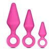 SiliconeX Pleasure Plug Set - Model SX-3000 - Unisex Anal Toy Kit - Fuchsia Pink - Adult Naughty Store