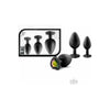 Bling Plugs Training Kit - Black with Rainbow Gems - Anal Training Set for Beginners - Model BP-100 - Unisex - Pleasure for the Backdoor - Adult Naughty Store