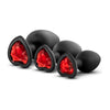 Bling Plugs Training Kit - Black with Red Gems - Premium Anal Training Set for Beginners - Model BP-101 - Unisex Pleasure Experience