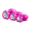 Bling Plugs Training Kit - Pink with White Gems - Anal Training Set for Beginners - Model BP-1001 - Designed for All Genders - Enhance Pleasure - Adult Naughty Store