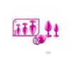 Bling Plugs Training Kit - Pink with White Gems - Anal Training Set for Beginners - Model BP-1001 - Designed for All Genders - Enhance Pleasure - Adult Naughty Store