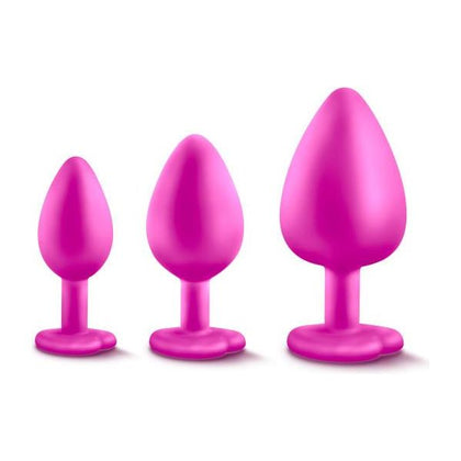 Bling Plugs Training Kit - Pink with White Gems - Anal Training Set for Beginners - Model BP-1001 - Designed for All Genders - Enhance Pleasure