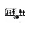 Bling Plugs Training Kit - Black with White Gems - Premium Anal Training Set for Beginners - Model BP-1001 - Adult Naughty Store