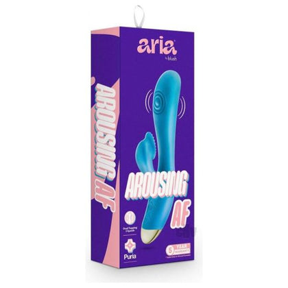 Aria Arousin` AF Blue Silicone Rechargeable Vibrating Rabbit for Women's Clitoral Stimulation