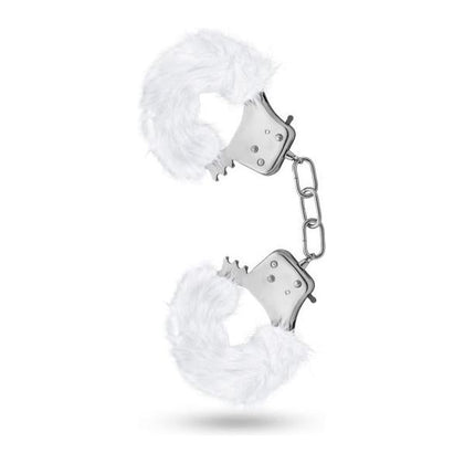 Temptasia Plush Fur Cuffs White Handcuffs - Luxurious Adjustable Furry Bondage Restraints for Couples