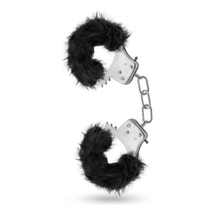 Temptasia Plush Fur Cuffs - Black Handcuffs - Model X123 - Unisex - Sensual Bedroom Bondage - Black - Adult Naughty Store