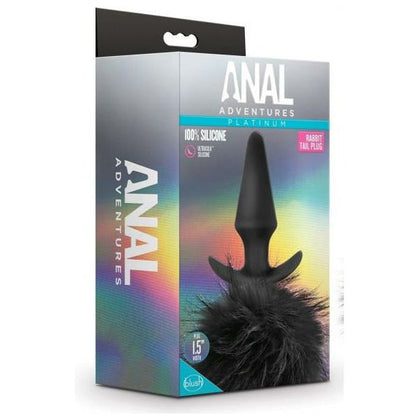 Anal Adventure Platinum Rabbit Tail Plug - Model ARTP-01 - Unisex - Anal Pleasure - Black
