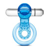 Blush Novelties Stay Hard 10 Function Vibrating Tongue Ring Blue - Versatile Couples Cock Ring for Stronger, Longer Pleasure