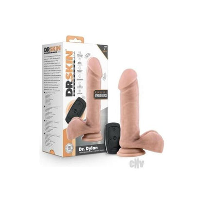 Dr. Skin Silicone Dr. Dylan Vibe Dildo 7 - Rechargeable Realistic Pleasure Toy for All Genders - Intense Vibrations, Waterproof, Suction Cup Base - Midnight Black - Adult Naughty Store