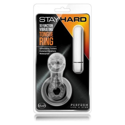 Blush 10 Function Vibrating Tongue Ring - Versatile Couples Cock Ring for Harder, Stronger, Longer Sessions - Model X1 - Male/Female - Clit Stimulation - Deep Vibration - Waterproof - Black