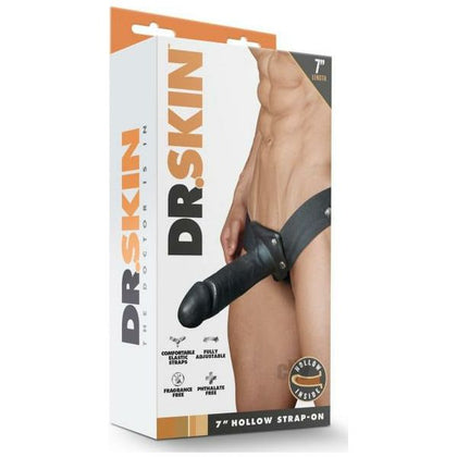Dr. Skin Hollow Strap On 7 Black - Versatile Gender-Inclusive Hollow Strap-On for Endless Play