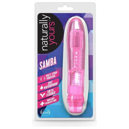 Naturally Yours Samba Pink - Flexi Shaft Multispeed Vibrating Realistic Dildo for Women - Pleasure Enhancer in a Playful Pink Hue - Adult Naughty Store