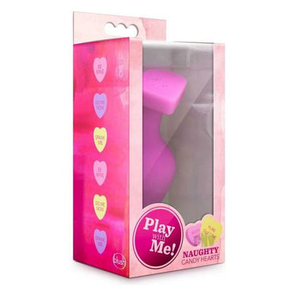 Introducing the Play W- Me Naughty Candy Heart Pink Silicone Anal Plug - Model NCH-001 - For Lighthearted Lovers, Perfect for Pleasurable Play! - Adult Naughty Store