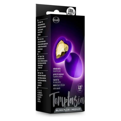 Temptasia Bling Plug Md Purple: Elegant Heart-Shaped Silicone Anal Plug for Sensual Pleasure - Model TP-1002 - Unisex - Purple - Adult Naughty Store