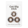 Powerbullet Big Dick Black 3-Pack Cock Rings for Enhanced Erections and Pleasure - Adult Naughty Store