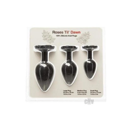 Roses Til Dawn Silicone Anal Plug Kit - Black - Perfect for All Levels and Genders - Adult Naughty Store