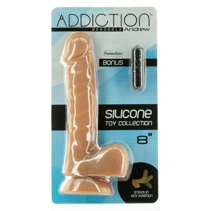 Addiction Andrew Bendable 8 Caramel - 100% Silicone Bendable Dildo for Flexible Pleasure - Gender-Inclusive, Intense Stimulation - Caramel