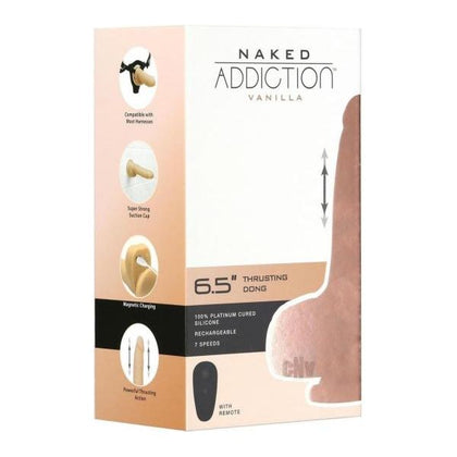 Naked Addiction Thrust RC Dong 6.5 - Powerful Wireless Remote Control Thrusting Dildo for Intense Pleasure - Model 6.5, Unisex, G-Spot and Prostate Stimulation - Sleek Black - Adult Naughty Store